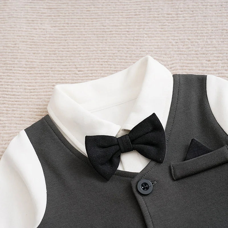 Little Gentleman Baby Boy Bow tie One-Piece Suit