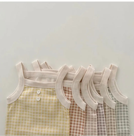 Baby Girl Sleeveless Summer Lightweight Cotton 2 Piece Breathable Tank and Short Set