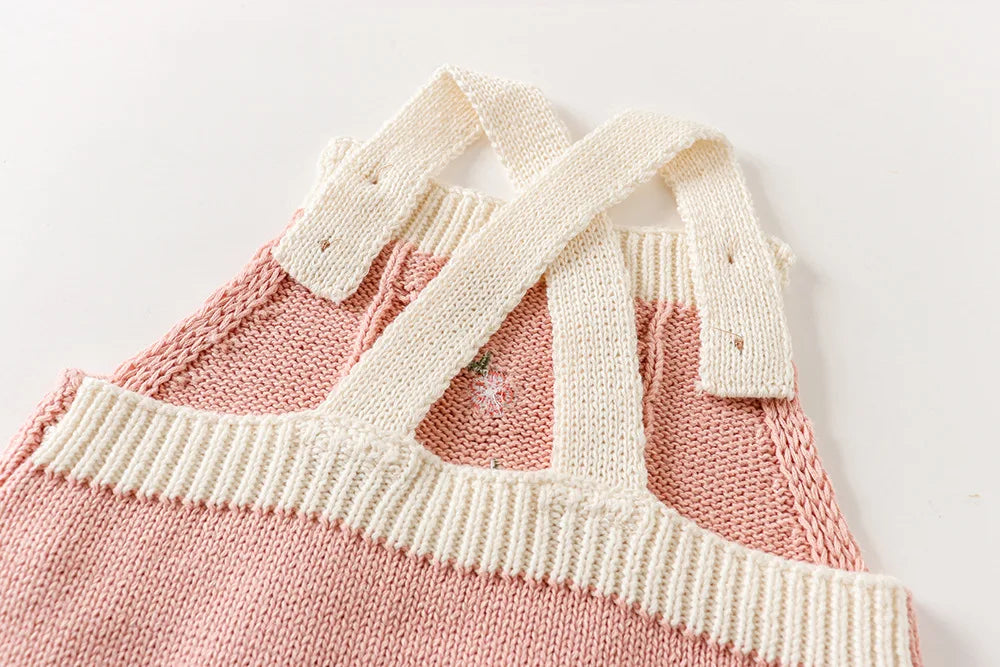 Baby Girl Romper Vintage Inspired Knitted Bodysuit