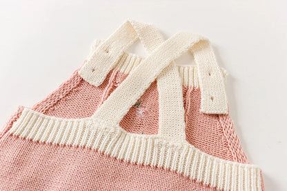 Baby Girl Romper Vintage Inspired Knitted Bodysuit