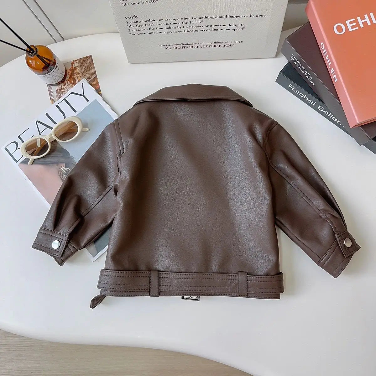 Toddler / Youth Girls Brown Faux Leather Jacket