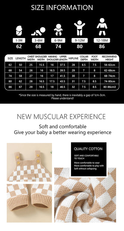 Baby Checkered Overall Knitted Jumpsuit