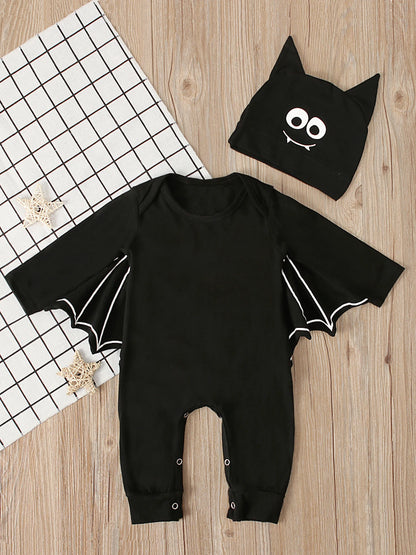 Halloween Baby Bat Long-sleeved Onesie or Jumpsuit w Bat Hat