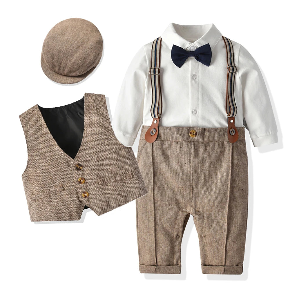 Baby Dapper Dude Formal 5 PC Pants Suit with Paperboy Cap