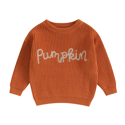 Halloween / Autumn Baby Long Sleeve Embroidered Pumpkin Knit Sweater