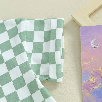 Baby Checkered Short Sleeve Onesie Unisex