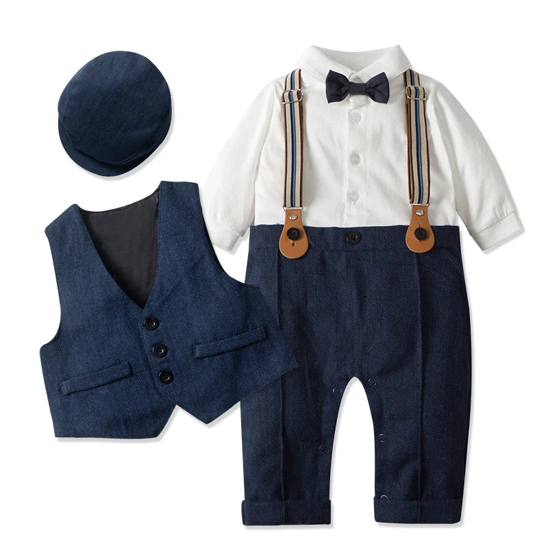 Baby Dapper Dude Formal 5 PC Pants Suit with Paperboy Cap