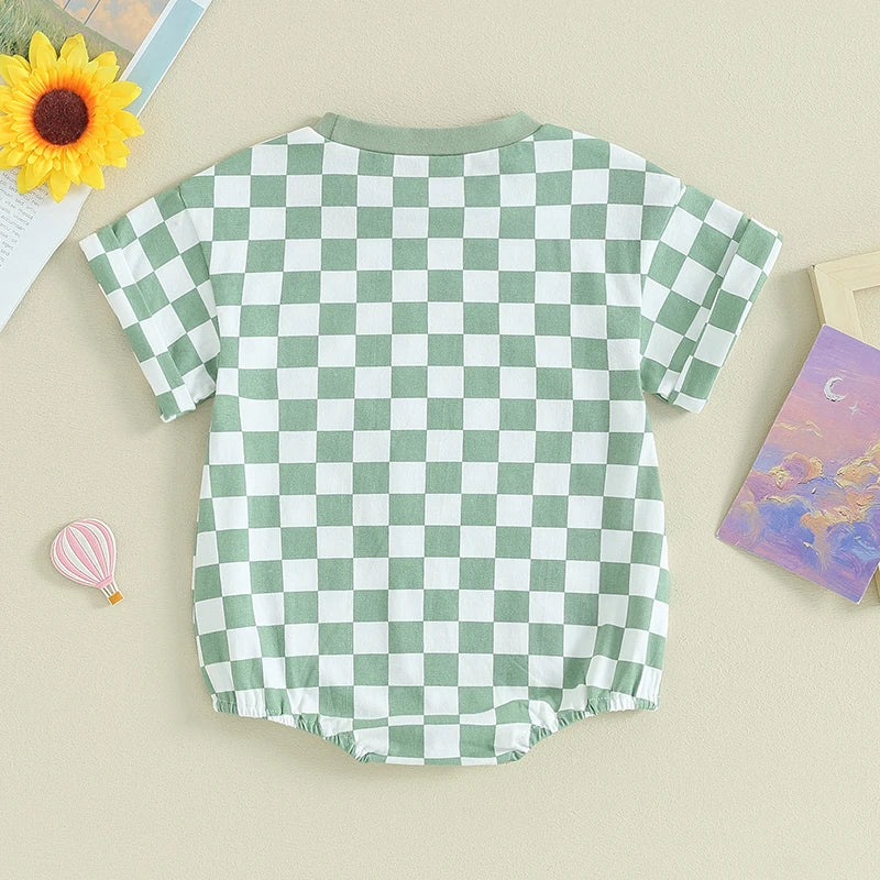 Baby Checkered Short Sleeve Onesie Unisex