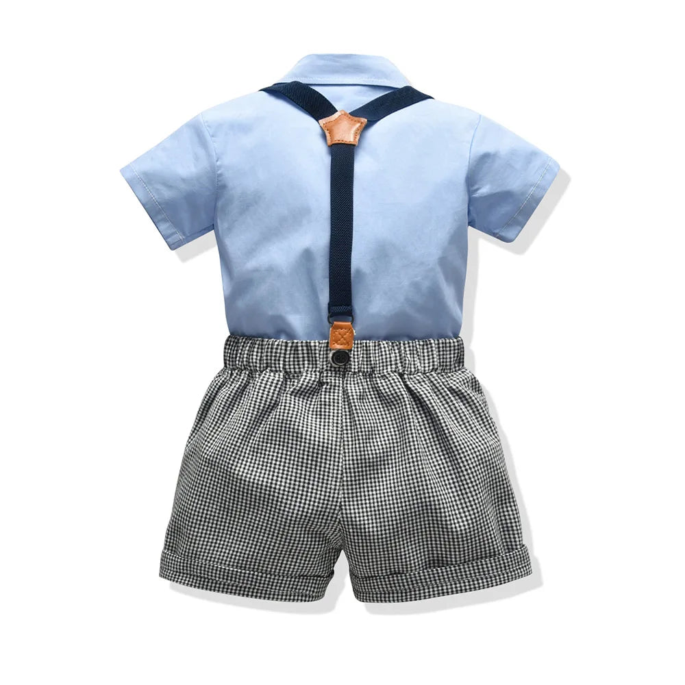 Baby Boy / Toddler Formal Plaid 4 PC Short-Sleeved Shorts Suit
