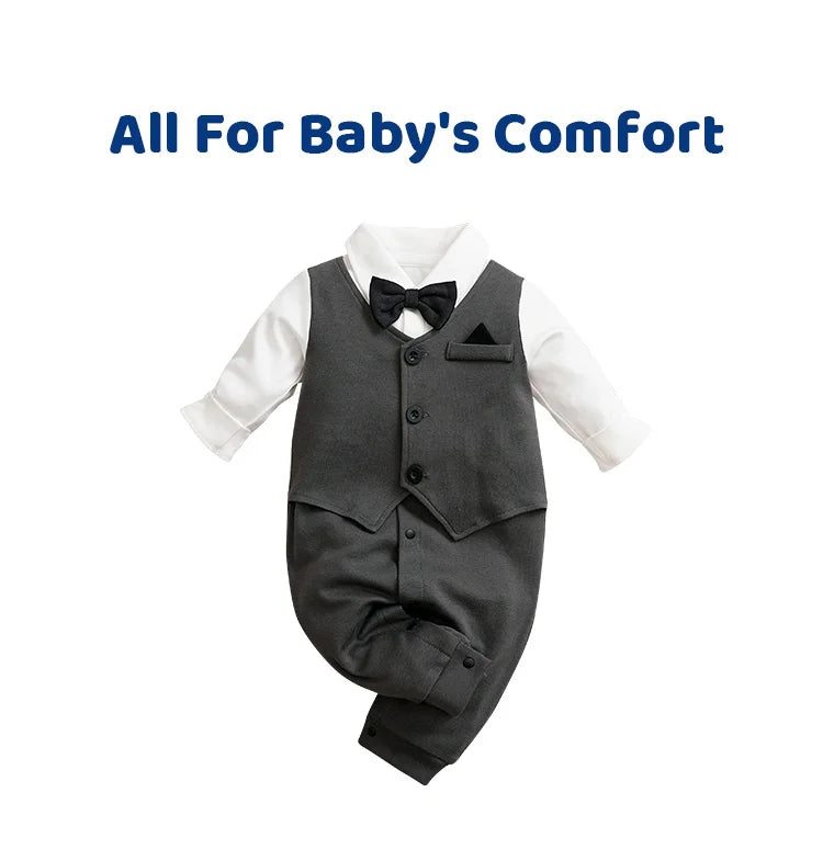 Little Gentleman Baby Boy Bow tie One-Piece Suit