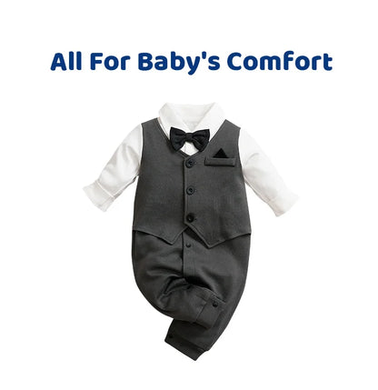 Little Gentleman Baby Boy Bow tie One-Piece Suit