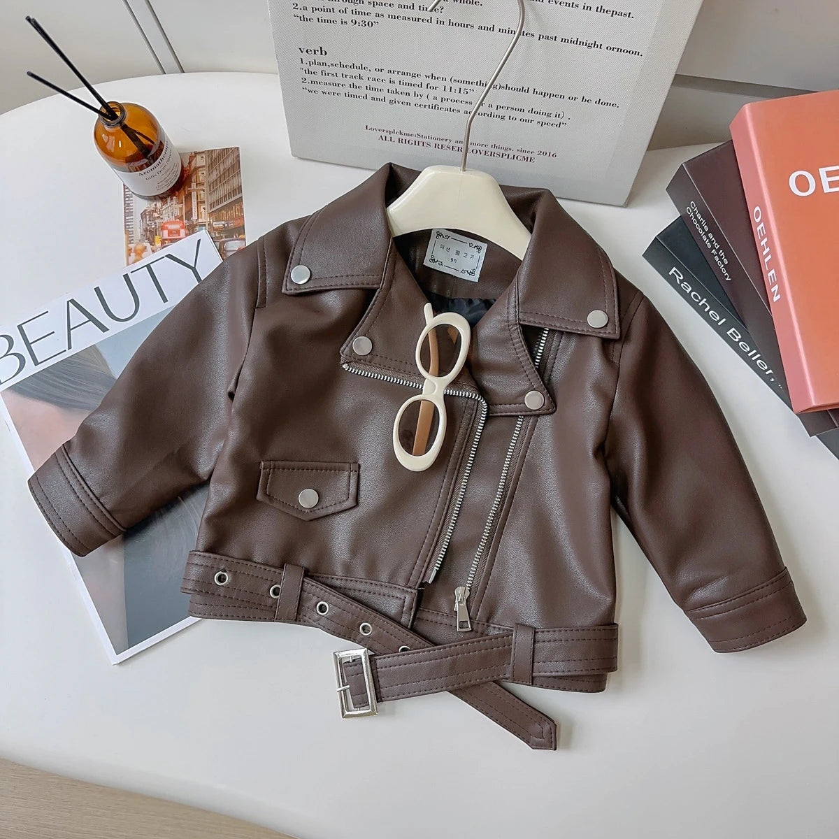 Toddler / Youth Girls Brown Faux Leather Jacket