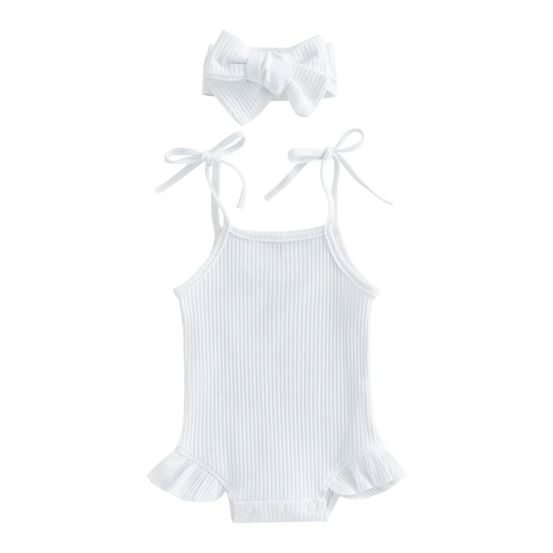 Baby Girl Sweet Summer Vintage Inspired Ribbed Romper