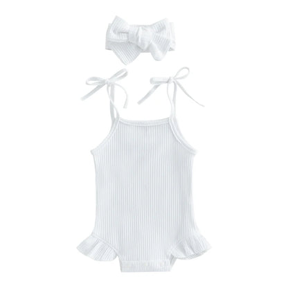 Baby Girl Sweet Summer Vintage Inspired Ribbed Romper