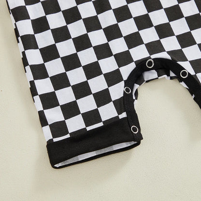 Baby Boy Hooded Checkered Jumpsuit