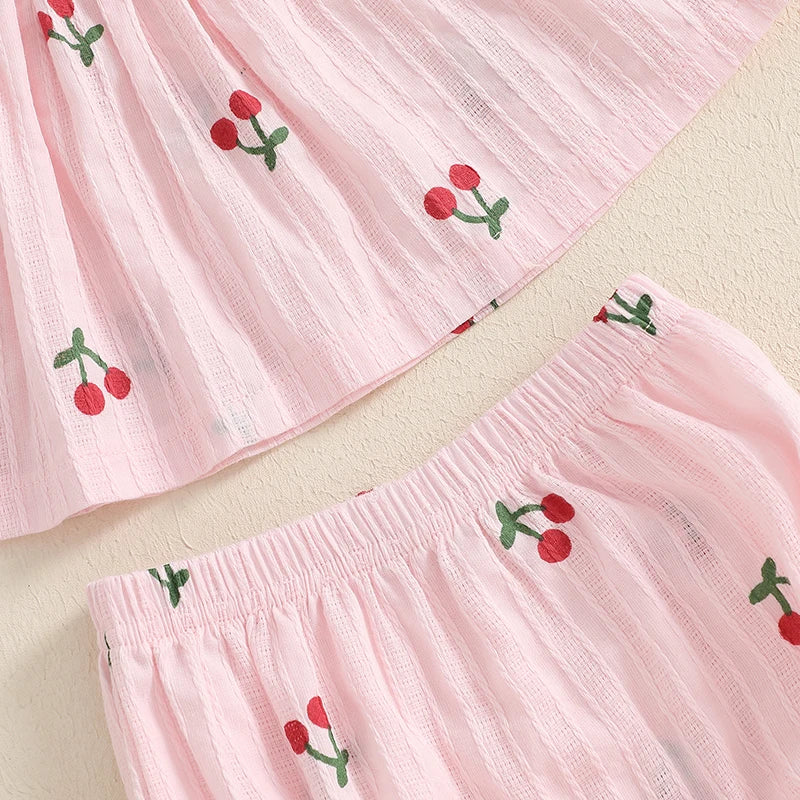 Baby Girl Cherry Summer Ruffle Bloomers 2 PC Set