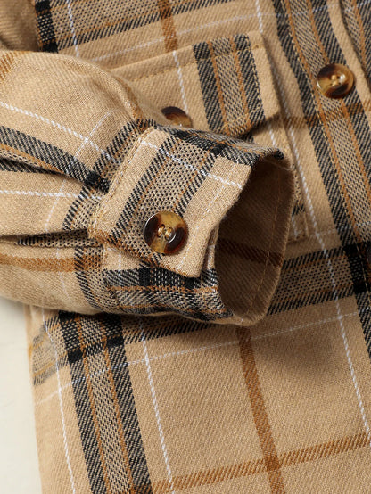 Baby Boy Long Sleeved Checkered Flannel Button Up