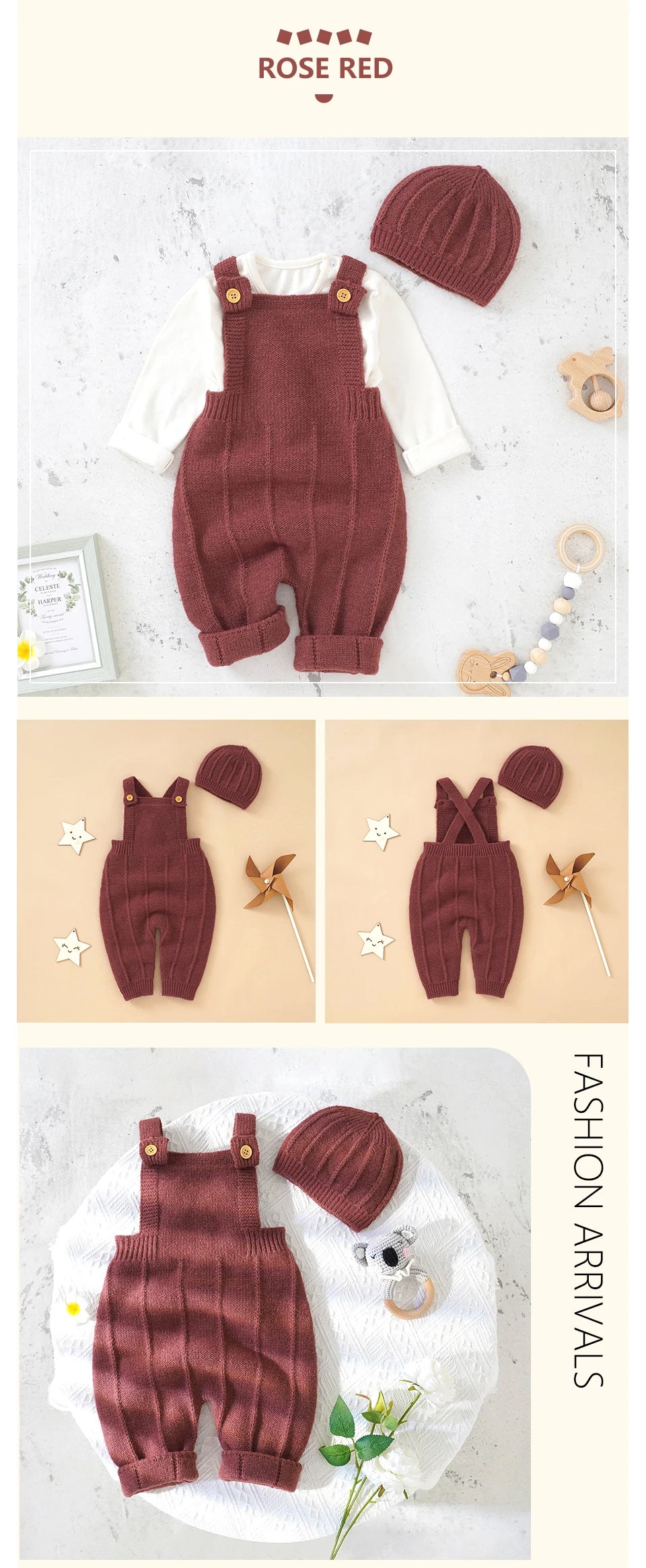 Baby Boy Knitted Jumpsuits 2 PC Set with Matching Beenie