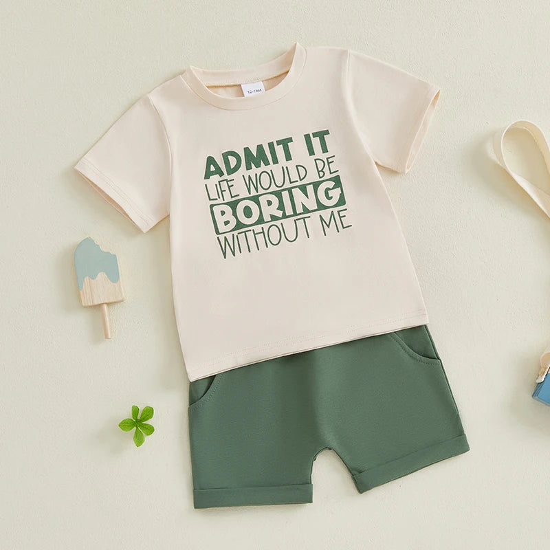 Boy Toddler "Admit It" 2 PC Shorts Set