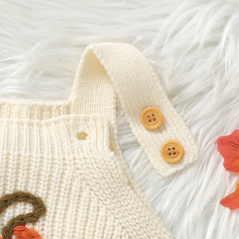 Halloween Crochet Pumpkin Knitted Overall Onesie