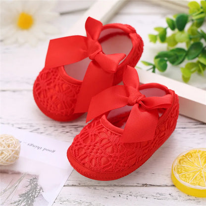 Baby / Newborn Girls Retro Bow Flats