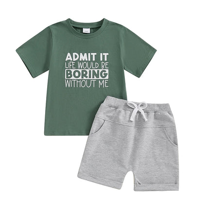Boy Toddler "Admit It" 2 PC Shorts Set