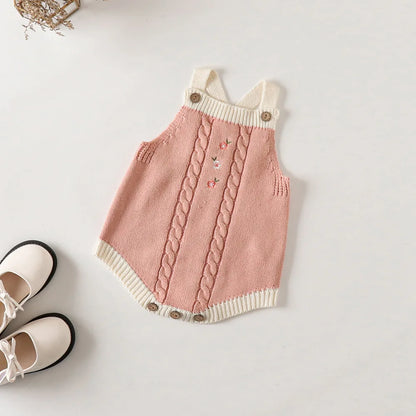 Baby Girl Romper Vintage Inspired Knitted Bodysuit