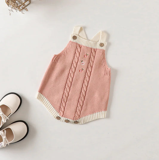 Baby Girl Romper Vintage Inspired Knitted Bodysuit