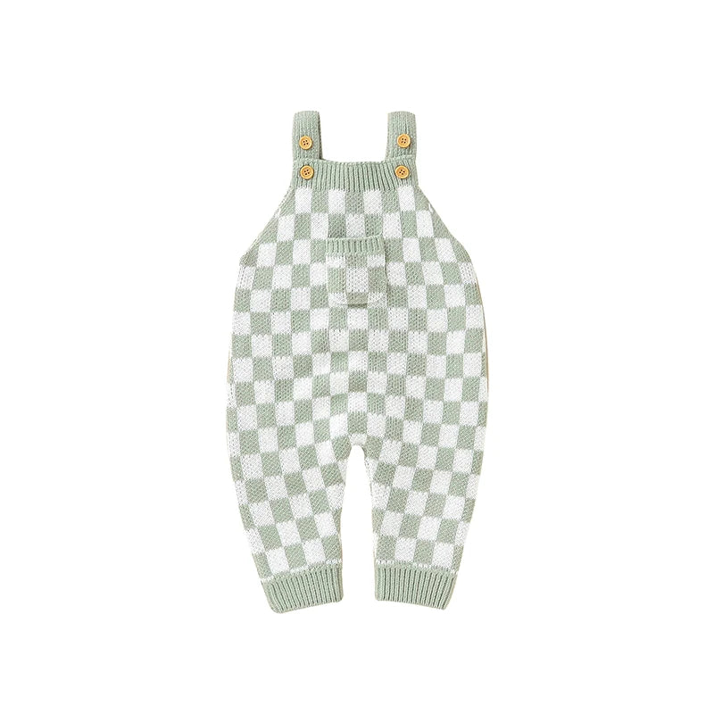 Baby Checkered Overall Knitted Jumpsuit