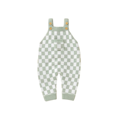 Baby Checkered Overall Knitted Jumpsuit