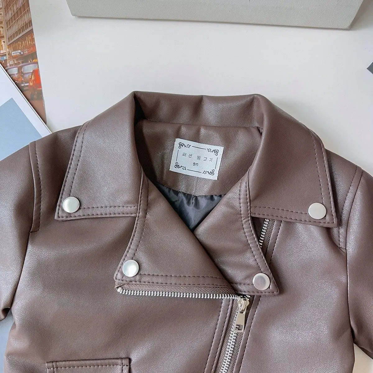 Toddler / Youth Girls Brown Faux Leather Jacket