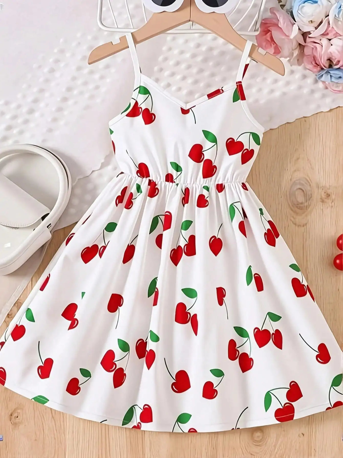 Girls / Youth Summer Cherry Heart Print Dress
