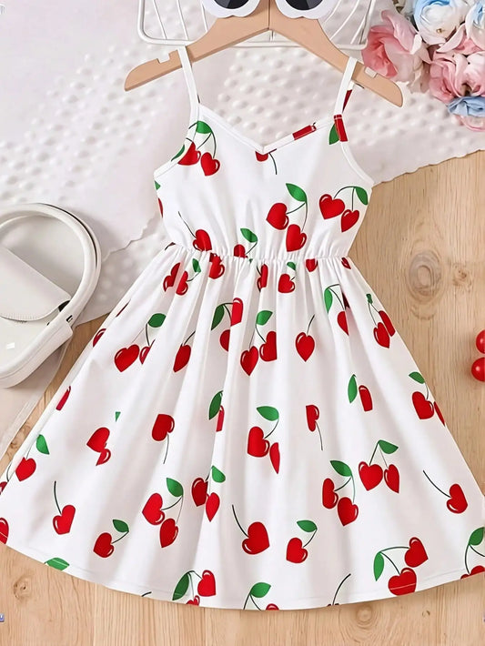 Girls / Youth Summer Cherry Heart Print Dress