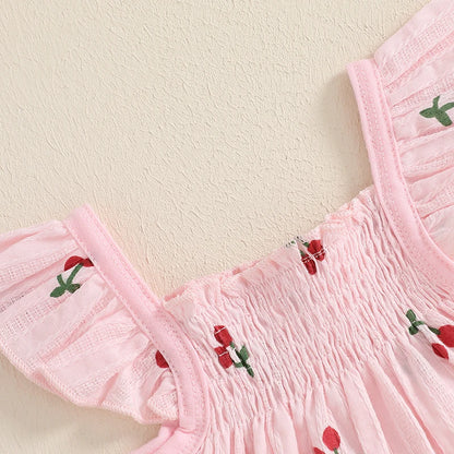 Baby Girl Cherry Summer Ruffle Bloomers 2 PC Set