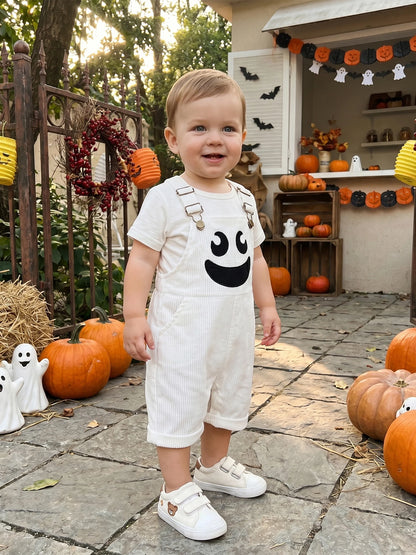 Toddler Boy Halloween Corduroy Overalls Shorts with Pockets