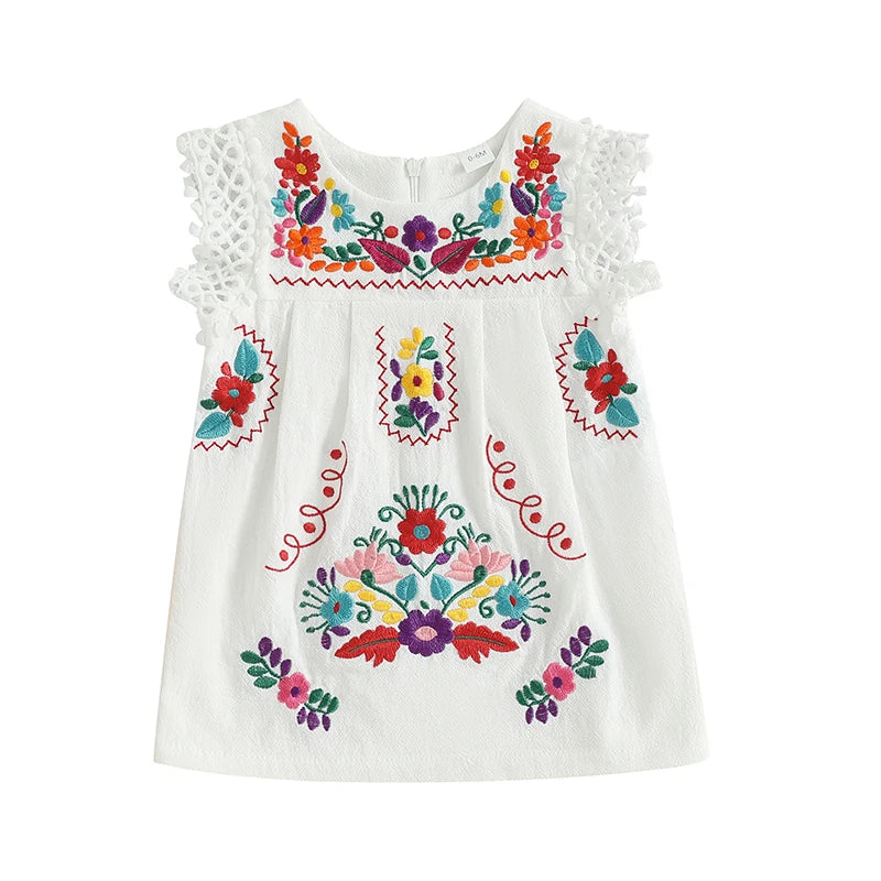 Baby Girl Floral Preciosa Embroidery Square Neck Dress