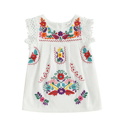 Baby Girl Floral Preciosa Embroidery Square Neck Dress
