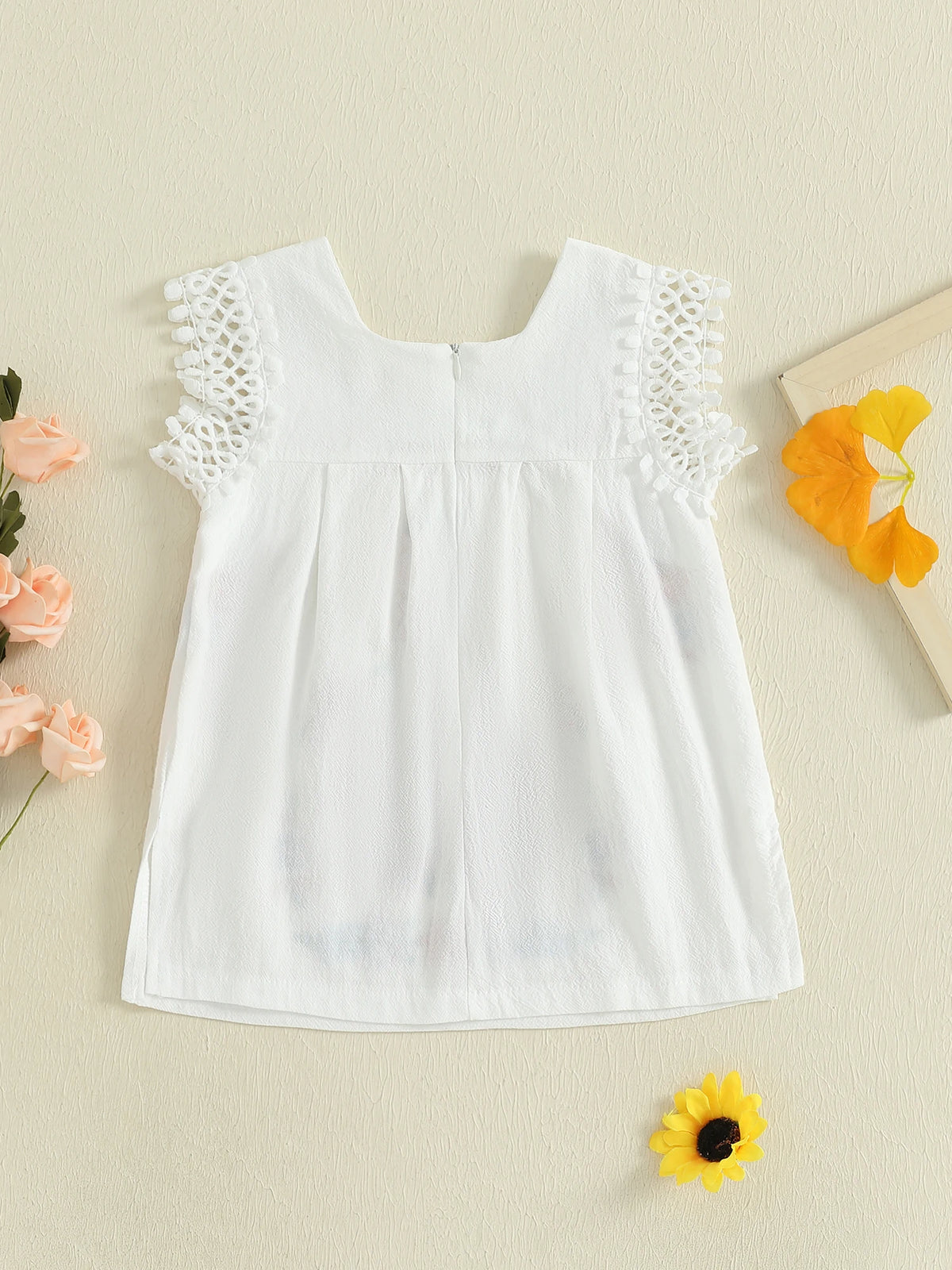 Baby Girls Floral Embroidery Lace Sleeveless Dress