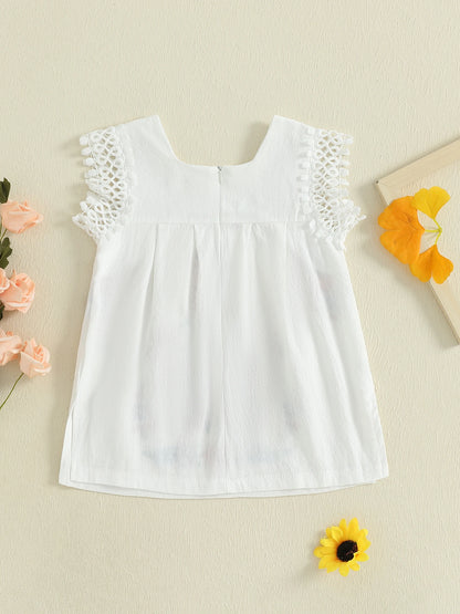 Baby Girls Floral Embroidery Lace Sleeveless Dress