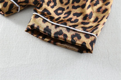 Girls / Toddler Leopard Print Satin 2 Piece Shorts Set Pajamas