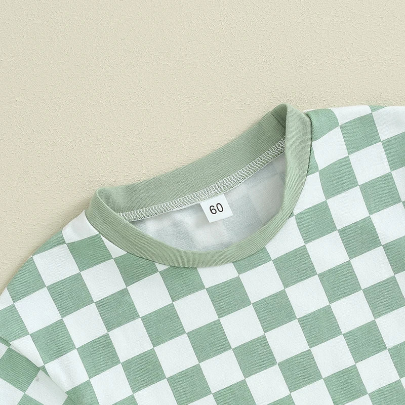 Baby Checkered Short Sleeve Onesie Unisex