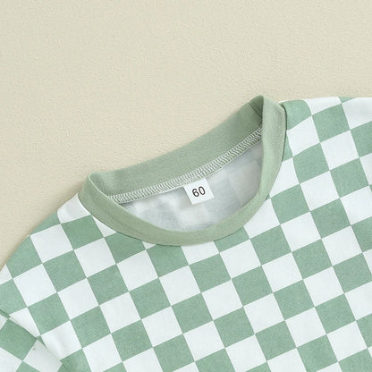 Baby Checkered Short Sleeve Onesie Unisex