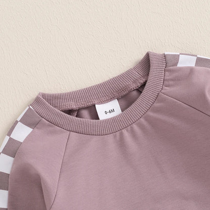 Checkered Print Sweatshirt and Matching Sweatpants