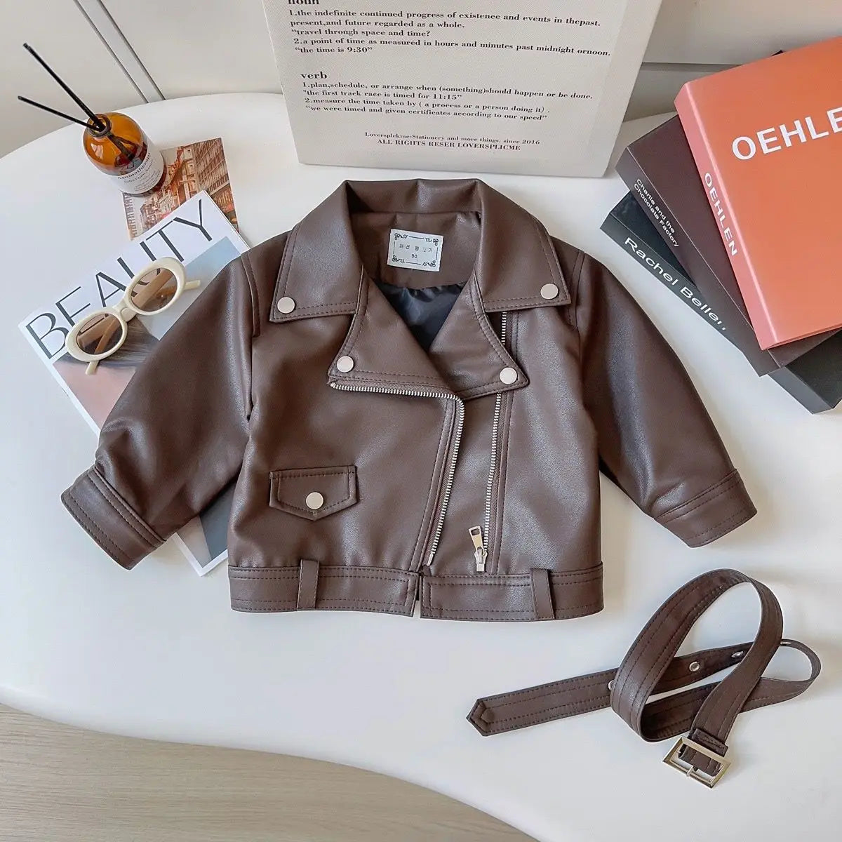 Toddler / Youth Girls Brown Faux Leather Jacket
