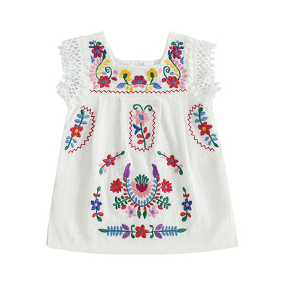 Baby Girl Floral Preciosa Embroidery Square Neck Dress