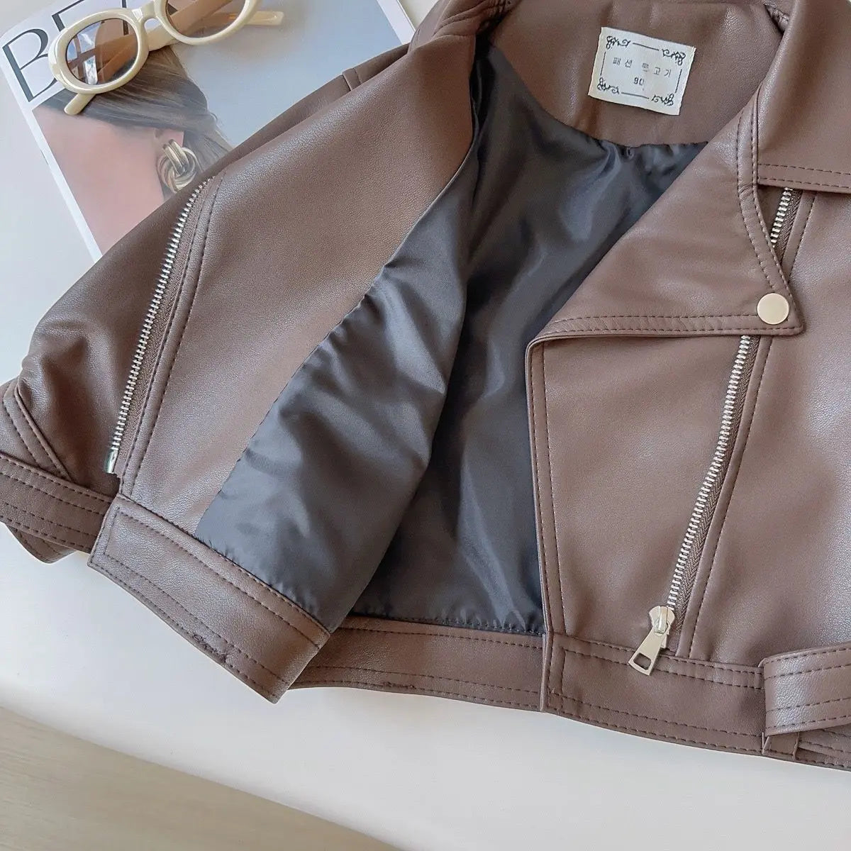 Toddler / Youth Girls Brown Faux Leather Jacket