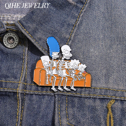 "Simpsons Skeleton Family" Enamel Pin