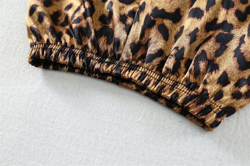 Girls / Toddler Leopard Print Satin 2 Piece Shorts Set Pajamas