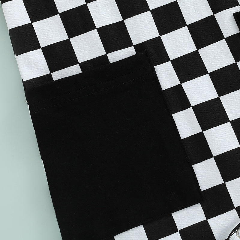 Baby Boy Lightweight Short Sleeve Checkered Print Jumpsuit