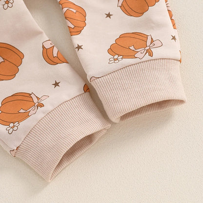 Pumpkin Princess Toddler Girls Long Sleeve Sweatshirt with Matching Pants Set